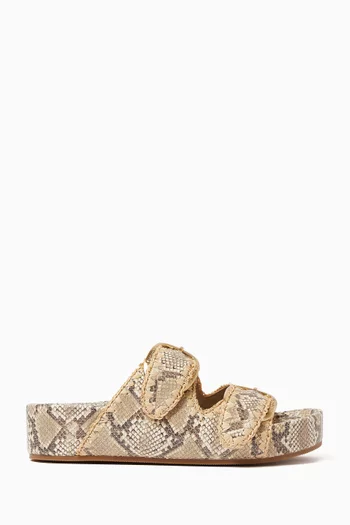 Nico 45 Platform Sandals in Snake-embossed Leather