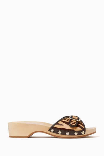 Paulie 30 Zebra-print Slide Sandals in Calf Hair