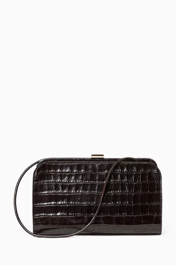 Small Zella Clutch in Croc-embossed Leather