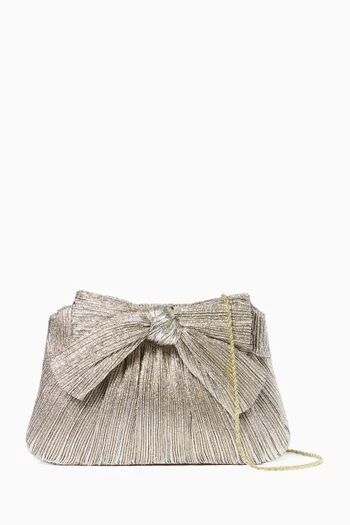 Small Rayne Pleated Bow Clutch in Lamé