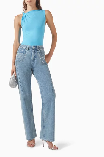 بلوزة اليمينتال بعقدة ملفوفة جيرسيه
