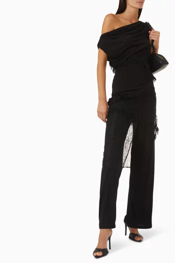 Slinky Lace Overlay Pants in Viscose-knit