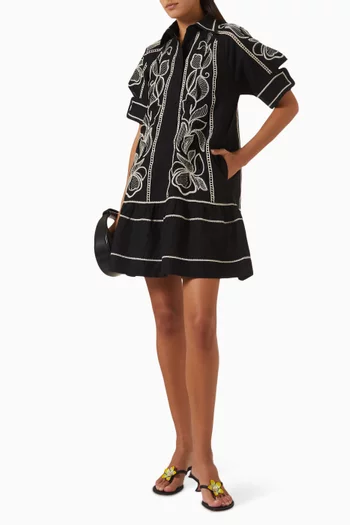 Yuddha Mini Dress in Linen-cotton