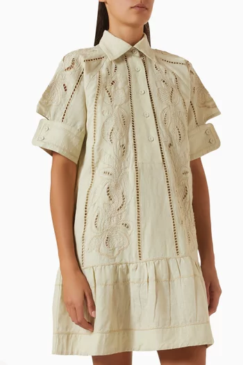 Yuddha Mini Dress in Linen-cotton