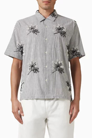 Hand-embroidered Striped Shirt in Cotton