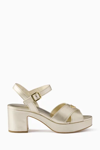 Logo 65 Platform Sandals in Metallic Leather