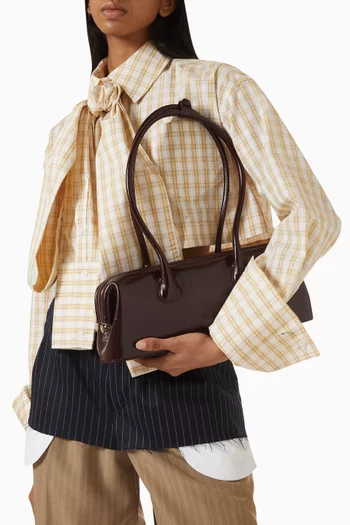 Mini Boat Wide Shoulder Bag in Leather