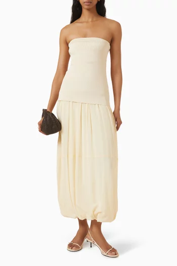 Strapless Balloon Hem Maxi Dress