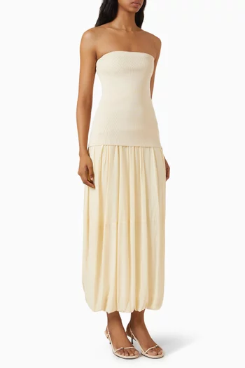 Strapless Balloon Hem Maxi Dress