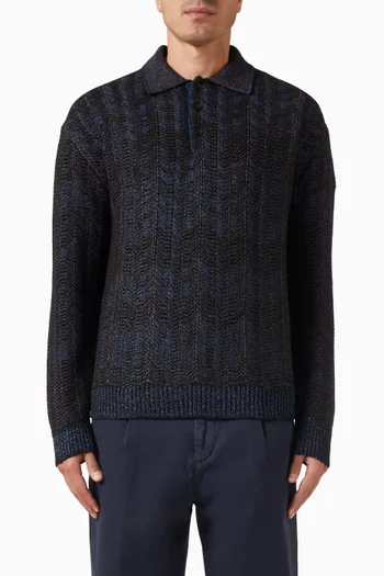Zig Zag Polo Sweater in Knit