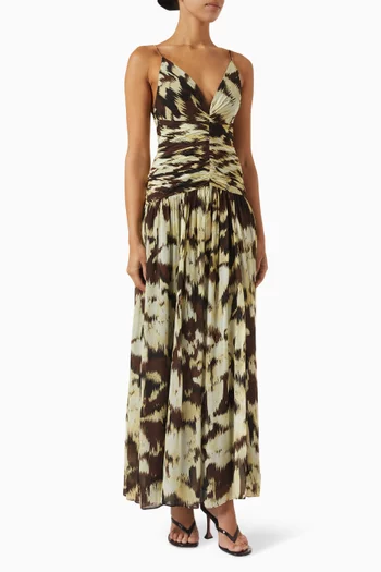 Benny Plunged Gathered Maxi Dress