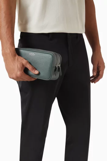 Double Zip Toiletry Bag in Panama Leather