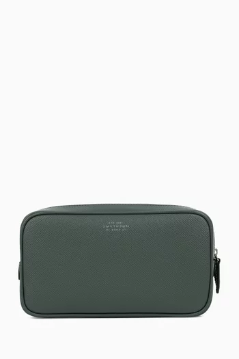 Double Zip Toiletry Bag in Panama Leather