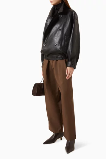 Vitellino Double-breasted Jacket in Faux Leather