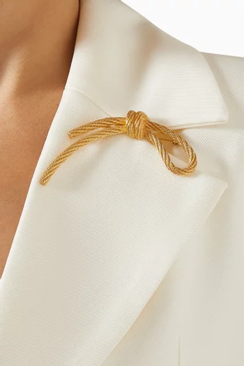 1980s Bow Brooch in Gold-plated Metal