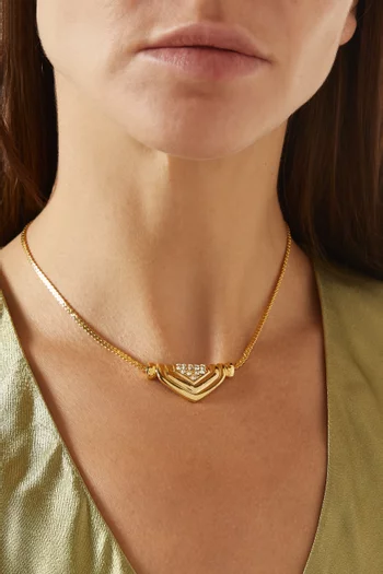 1980s Vintage Art Deco Revival Necklace in Gold-tone Metal