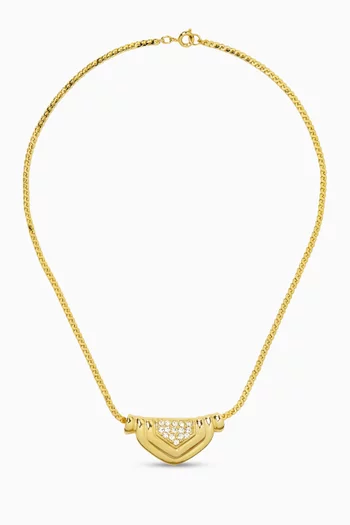 1980s Vintage Art Deco Revival Necklace in Gold-tone Metal