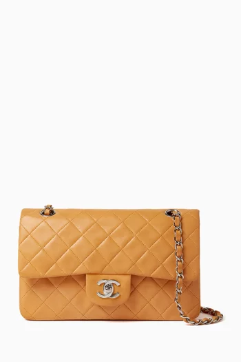 90s Small Double-flap Shoulder Bag in Lambskin Leather