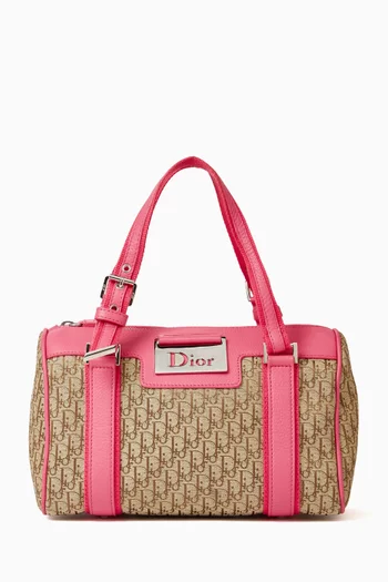 2000s Diorissimo Street Chic Boston Bag in Monogram Canvas & Grained Leather