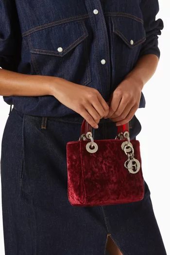 2000s Mini Lady Dior Bag in Velvet & Acrylic