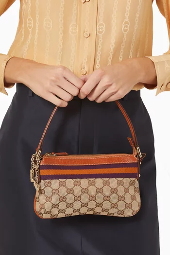 GG Monogram Shoulder Bag in Canvas & Grained Leather