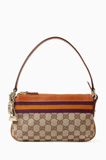 GG Monogram Shoulder Bag in Canvas & Grained Leather