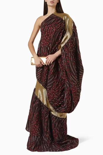 One-shoulder Dress in Metallic-knit