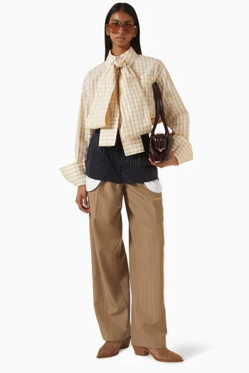 Bow Ties Crop Shirt in Wool Blend