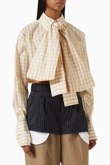 Bow Ties Crop Shirt in Wool Blend
