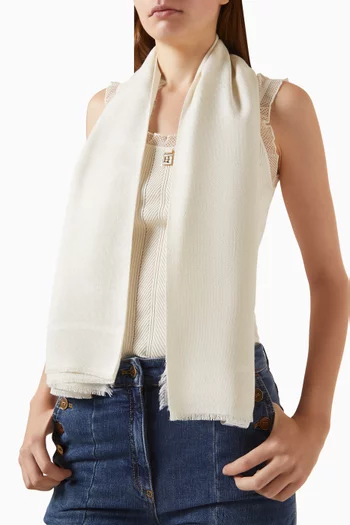 Feather-print Foulard Scarf in Lurex-blend