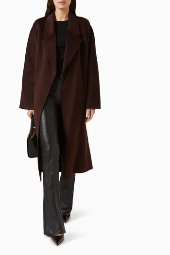 Belted Wrap Coat in Wool
