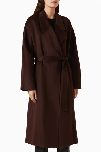 Belted Wrap Coat in Wool
