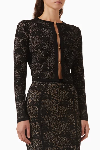 Lace-pattern Cardigan in Viscose Blend