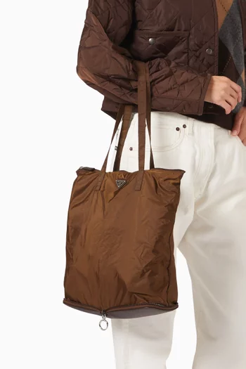 Pendant with Re-Nylon Tote Bag in Saffiano Leather