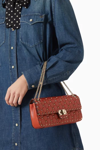 Medium Rockstud Spike Shoulder Bag in Kidskin