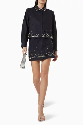 Rhinestone-embellished Shirt in Wool Blend