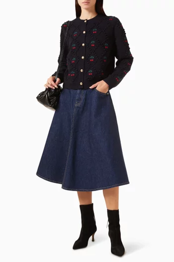 Minted Cherry-embroidered Cardigan in Wool