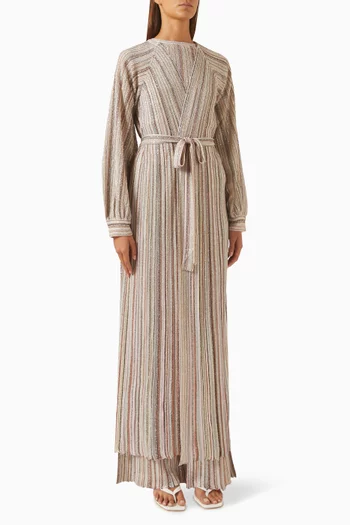 Long Belted Cardigan in Rayon Blend