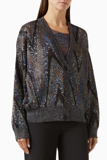 Sequin Zigzag Cardigan