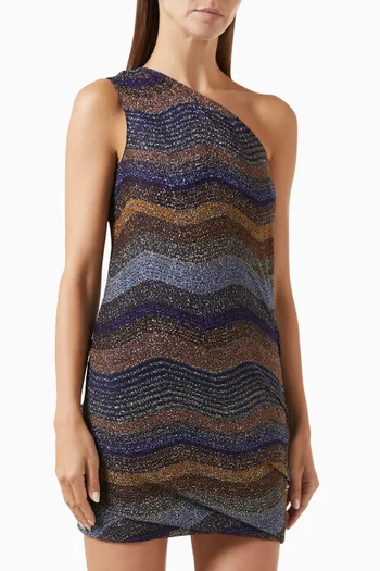 Metallic Zigzag One-shoulder Dress