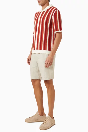Porto Stripe Crochet Shirt in Cotton-blend Knit