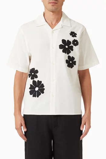 Didcot Appliqué Flowers Shirt in Linen