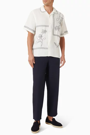 Didcot Grid Flower Shirt in Linen
