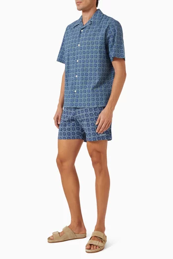 Brockwell Printed Swim Shorts in Seersucker