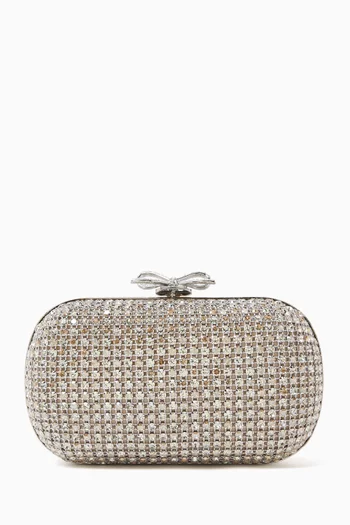 Crystal-embellished Clutch Bag in Chainmail & Satin
