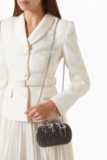 Crystal-embellished Clutch Bag in Chainmail & Satin