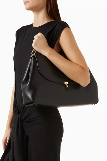 T-Lock Satchel Shoulder Bag in Leather