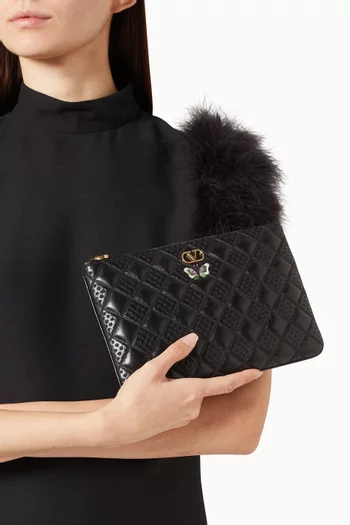 Medium Flutterby Flat Clutch in Shiny Nappa Leather