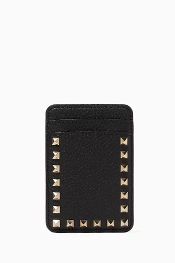 Rockstud Magnetic Cardholder in Leather