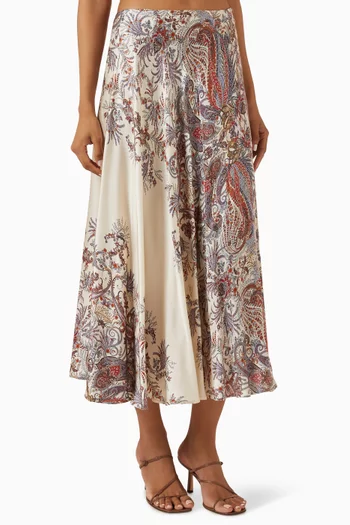 Printed Skirt in Satin
